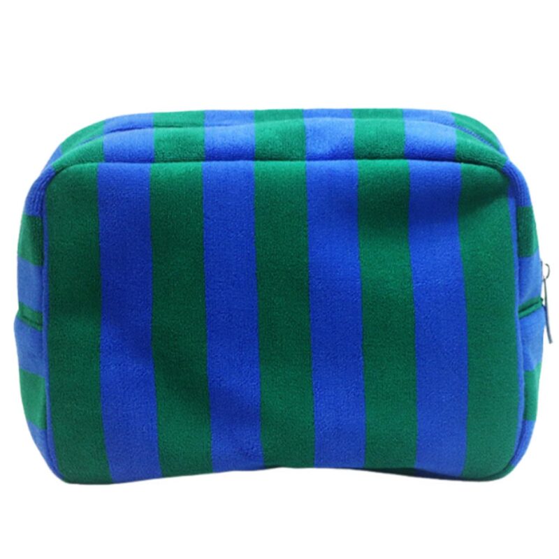 Custom Striped Terry Cloth Toiletry Bag with Zipper Closure - 7
