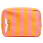 Custom Striped Terry Cloth Toiletry Bag with Zipper Closure - 8