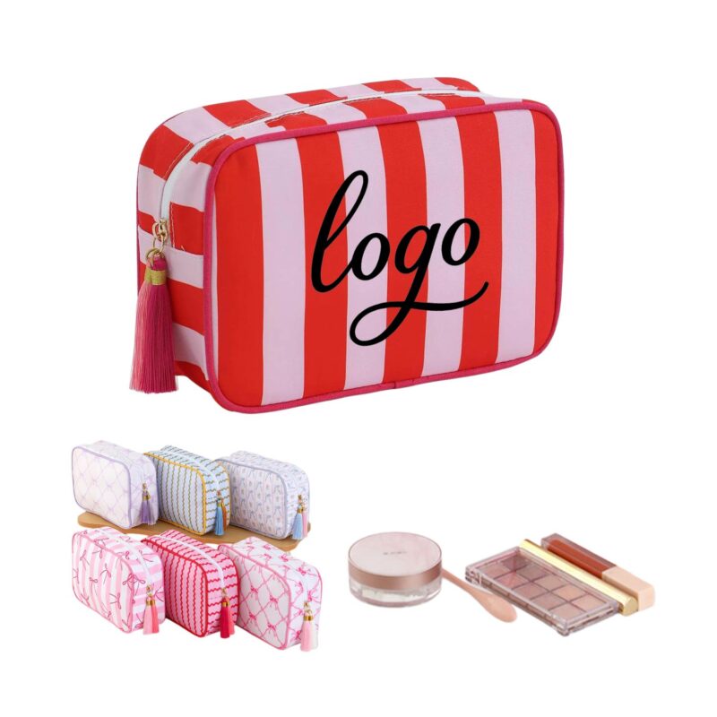 Striped-Toiletry-Bag-PGMSJL138 Custom Striped Toiletry Bag