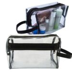 Custom Super Soft Clear Vinyl Toiletry Bag w/ Leatherette Accent - 1