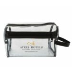Custom Super Soft Clear Vinyl Toiletry Bag w/ Leatherette Accent - 2