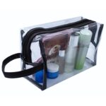 Custom Super Soft Clear Vinyl Toiletry Bag w/ Leatherette Accent - 3