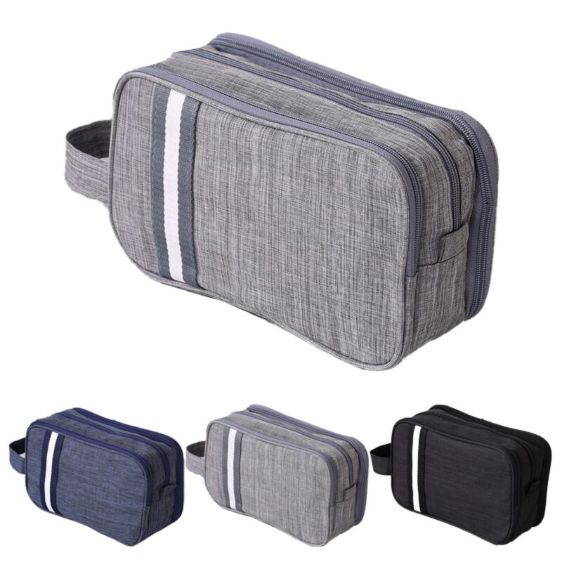Custom Three-Layer Striped Travel Toiletry Bag - 1