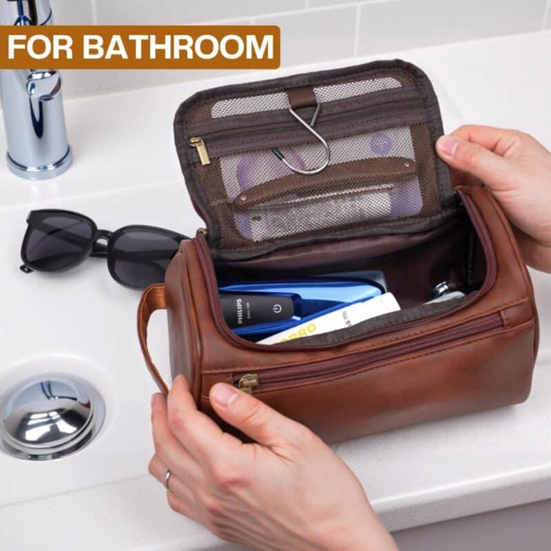 Custom Toiletry Bag Zippered Compartments Metal Hook - 3