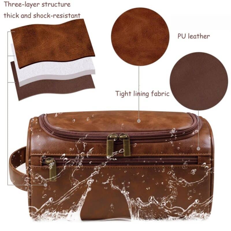 Custom Toiletry Bag Zippered Compartments Metal Hook - 4
