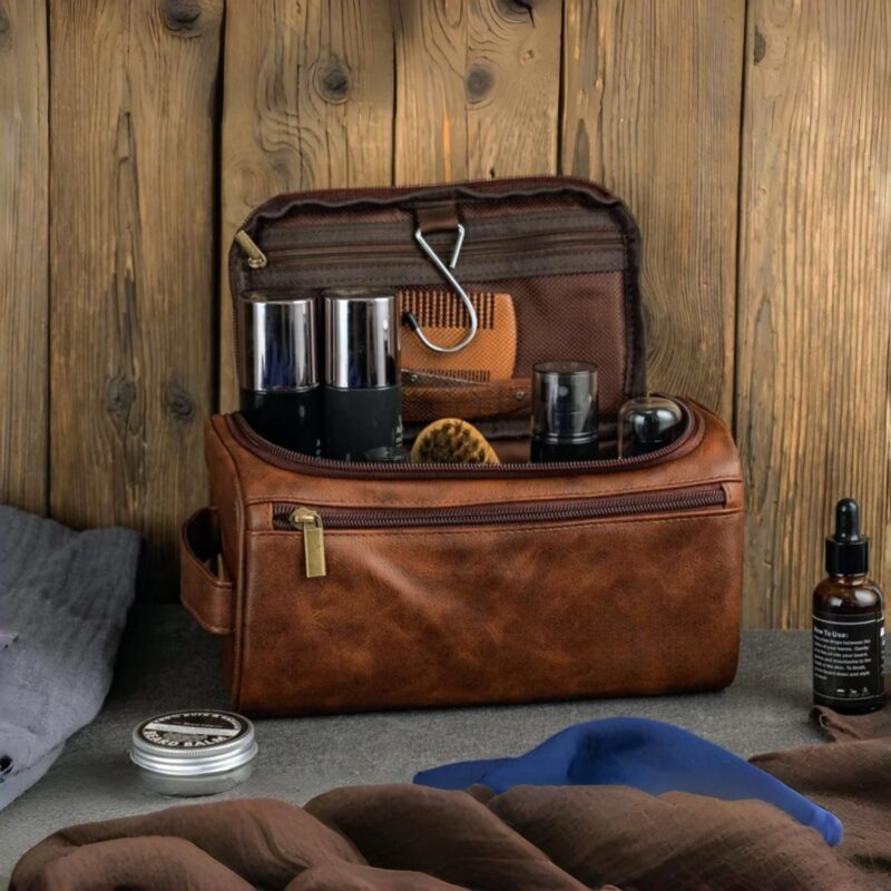 Custom Toiletry Bag Zippered Compartments Metal Hook - 6