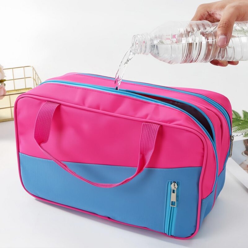 Custom Toiletry Bag with Dual Compartments and Carry Handle - 1