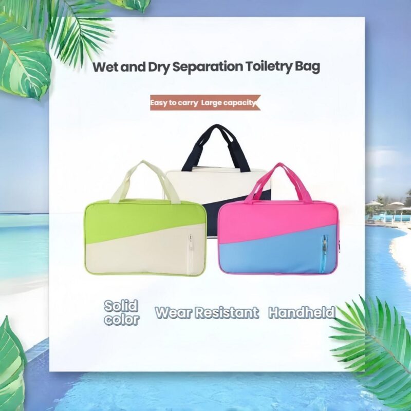 Custom Toiletry Bag with Dual Compartments and Carry Handle - 5