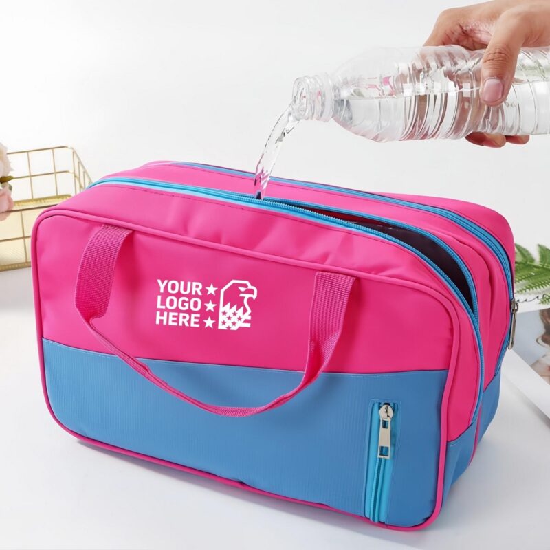 Custom Toiletry Bag with Dual Compartments and Carry Handle