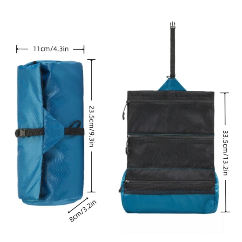 Custom Toiletry Bag with Hanging Loop and Mesh Pockets - 5