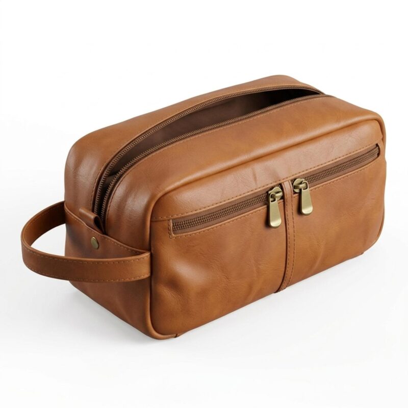 Custom Top Grain Leather Dopp Kit Toiletry Bag with Multiple Pockets - 1