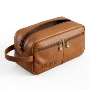 Custom Top Grain Leather Dopp Kit Toiletry Bag with Multiple Pockets