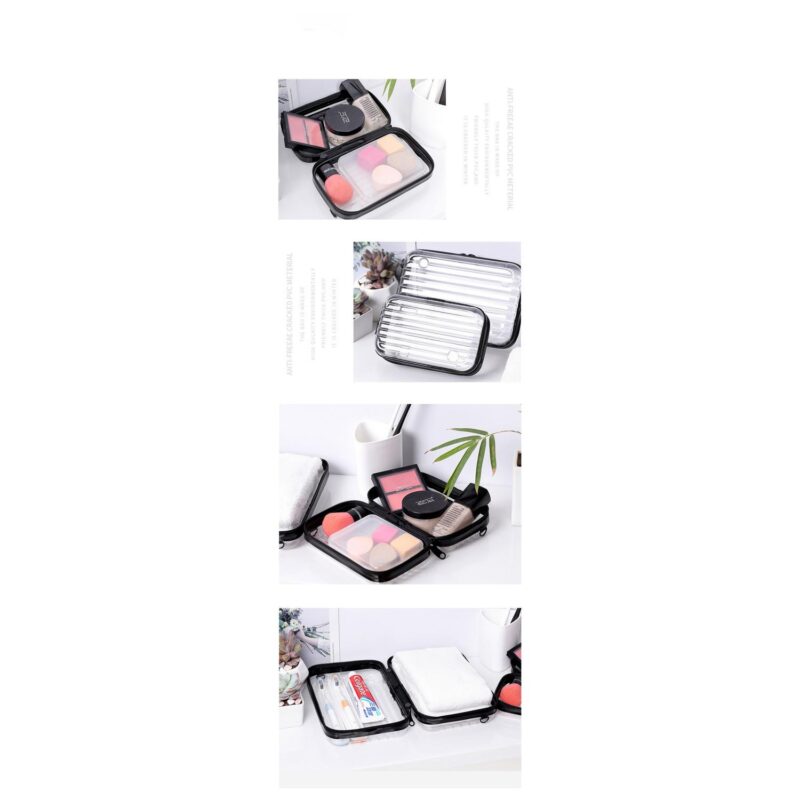 Custom Transparent Hard-Shell Cosmetic/Toiletry Bag - Compact Clutch with PC/Phone Storage / Mini Suitcase - 2