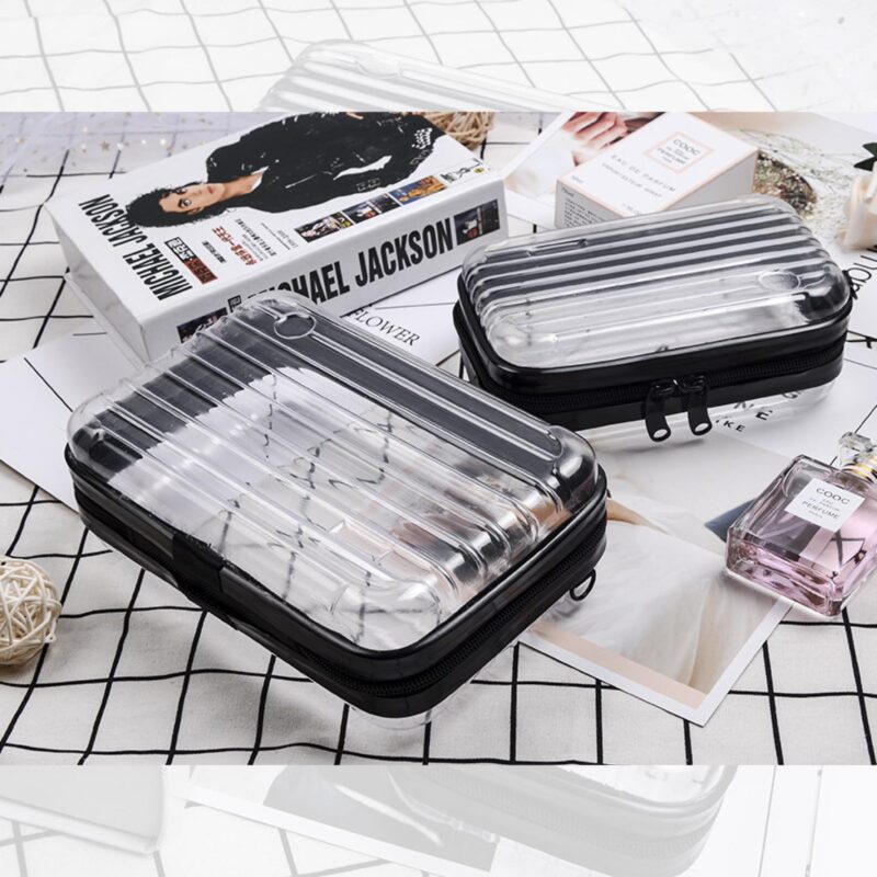 Custom Transparent Hard-Shell Cosmetic/Toiletry Bag - Compact Clutch with PC/Phone Storage / Mini Suitcase - 3