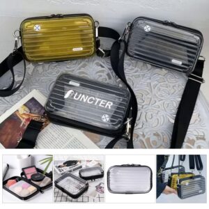 Custom Transparent Hard-Shell Cosmetic/Toiletry Bag - Compact Clutch with PC/Phone Storage / Mini Suitcase
