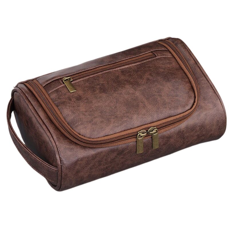 Custom Travel Dopp Kit with Carry Handle Leather Mens - 5
