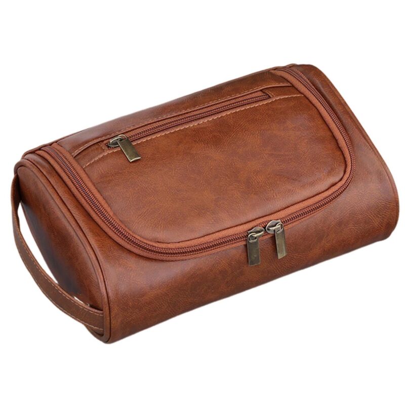 Custom Travel Dopp Kit with Carry Handle Leather Mens - 6