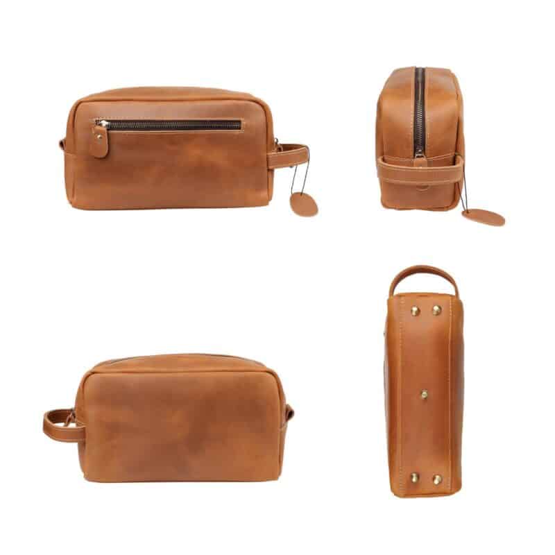 Custom Travel Genuine Leather Toiletry Bag With Handle - 2