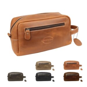 Custom Travel Genuine Leather Toiletry Bag With Handle