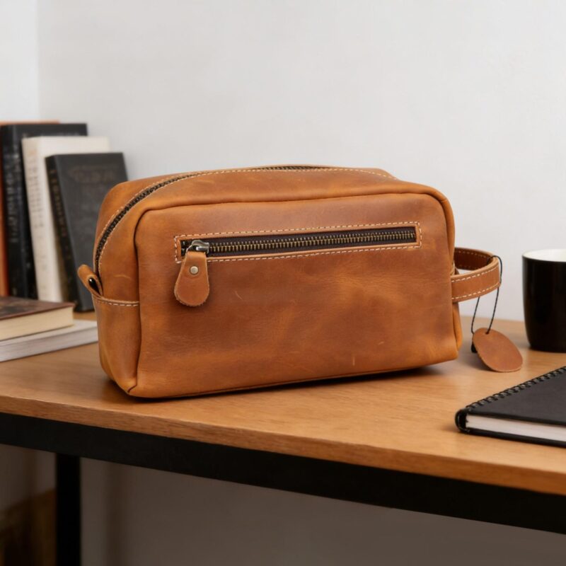 Custom Travel Genuine Leather Toiletry Bag With Handle - 4