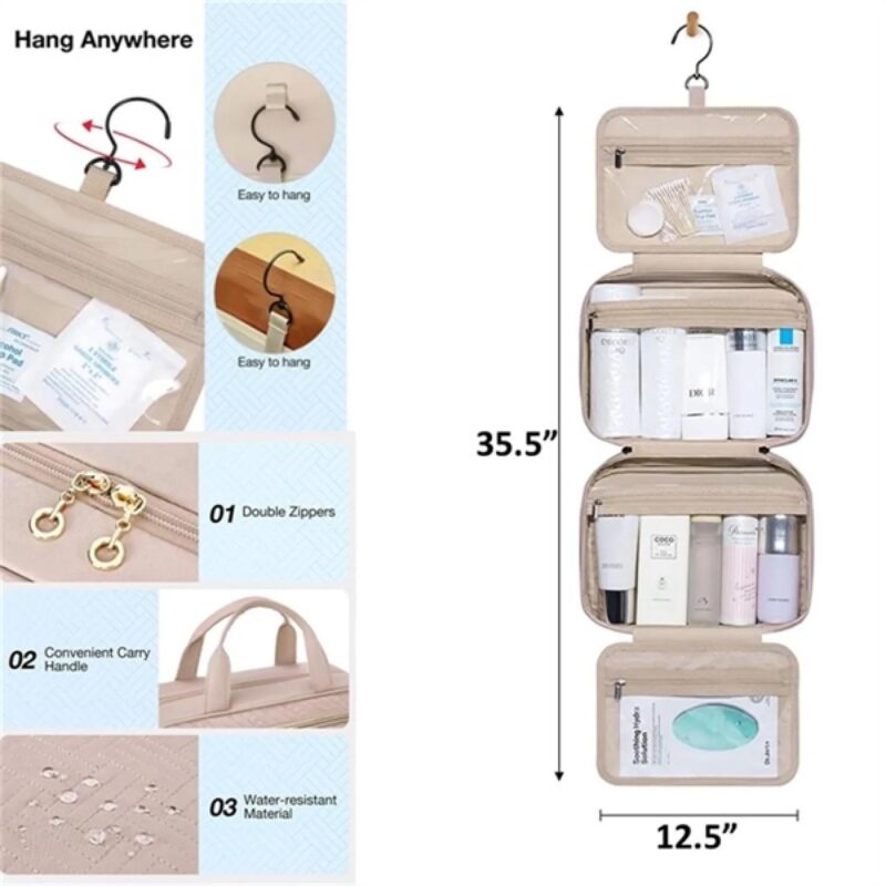Custom Travel Makeup Toiletry Bag with Handle - 1