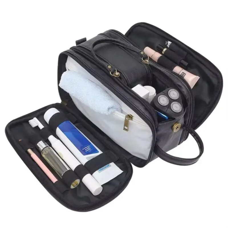 Custom Travel Shaving Dopp Kit Leather Toiletry Bag for Men - 1
