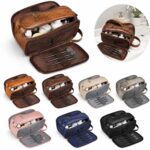 Custom Travel Shaving Dopp Kit PU Leather Wet Dry Bag - 1