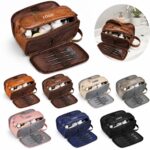 Custom Travel Shaving Dopp Kit PU Leather Wet Dry Bag