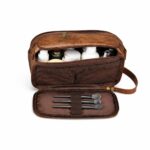 Custom Travel Shaving Dopp Kit PU Leather Wet Dry Bag - 2