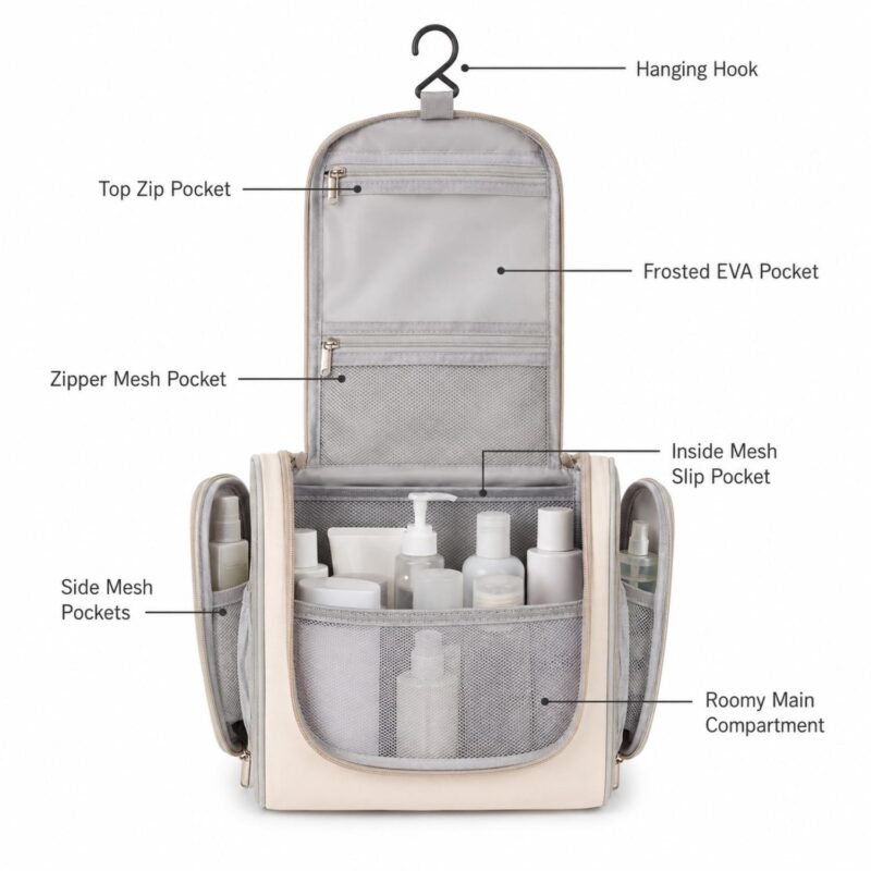 Custom Travel Toiletry Bag With Hooks - 3