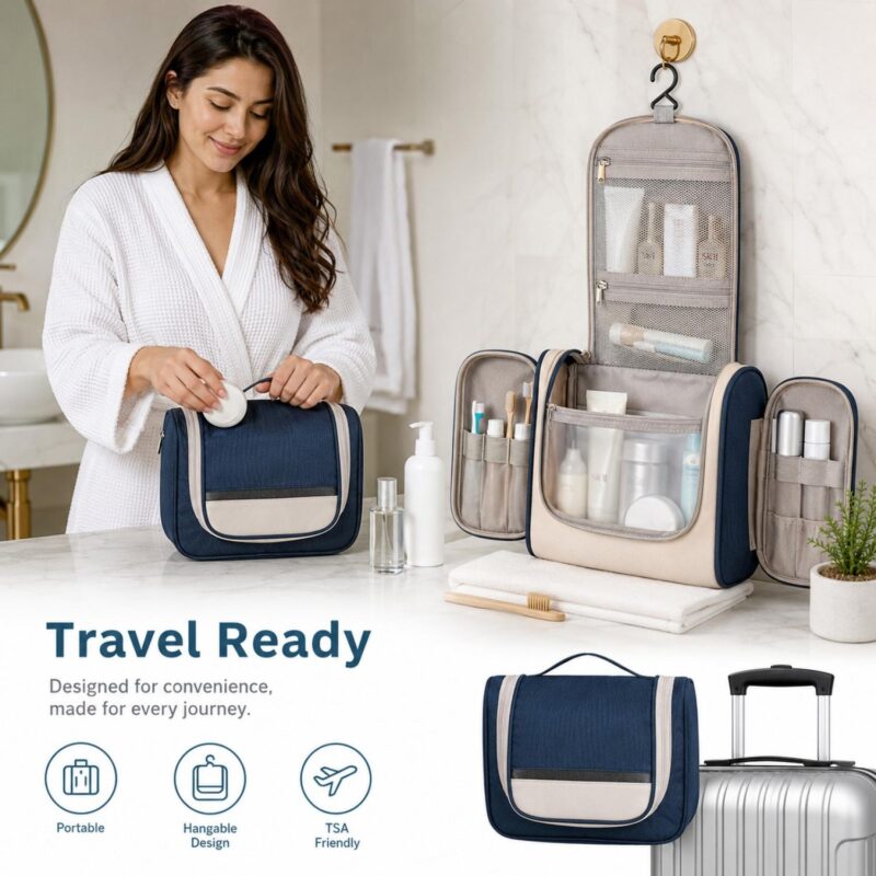 Custom Travel Toiletry Bag With Hooks - 4