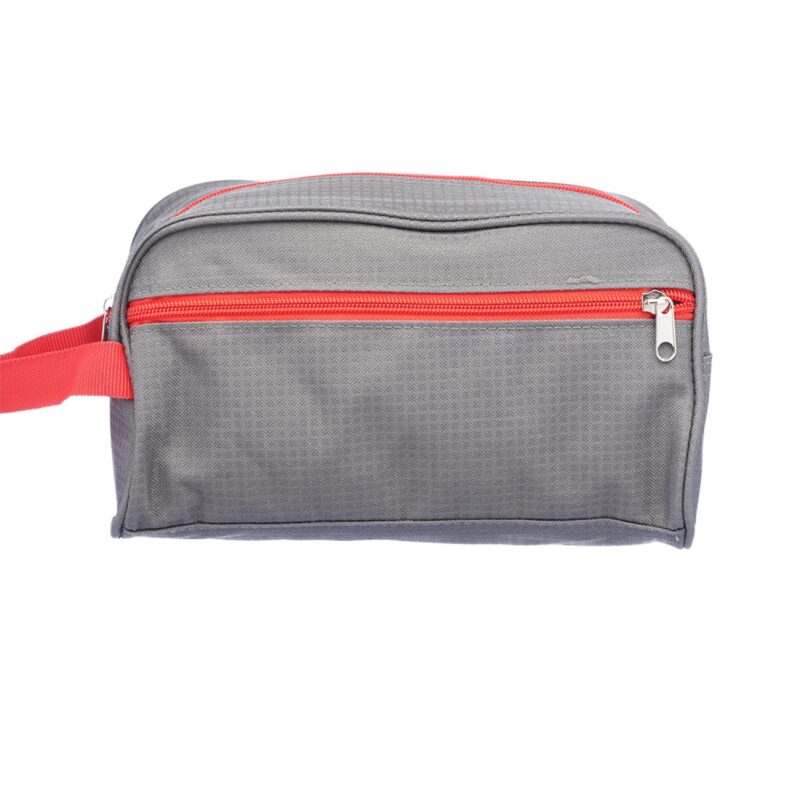 Custom Two-Tone Travel Toiletry Bag W/ Colored Handle & Zipper (10" x 5") - 3