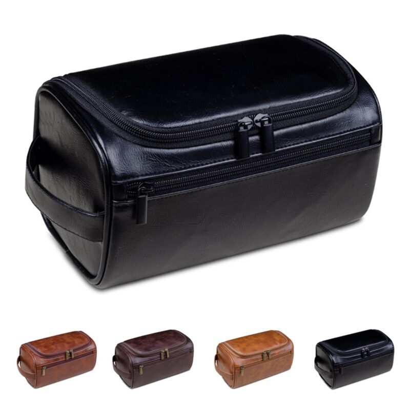 Custom Unisex Leather Toiletry Bag - 1