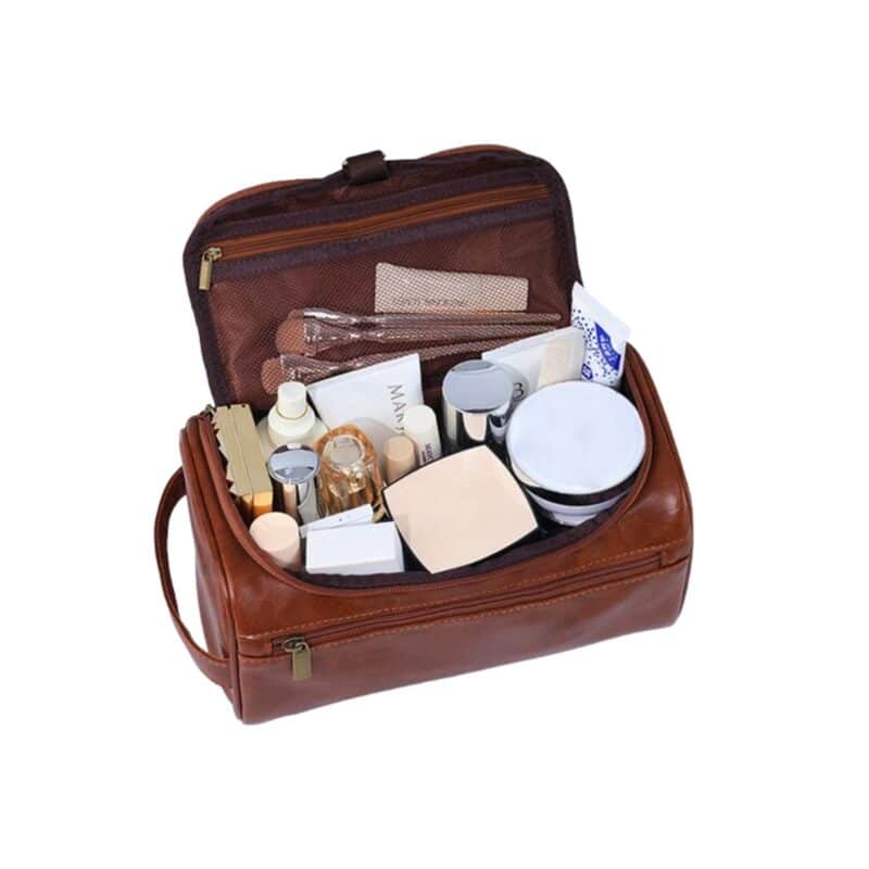 Custom Vagan Leather Organized Travel Toiletry Bag - 1
