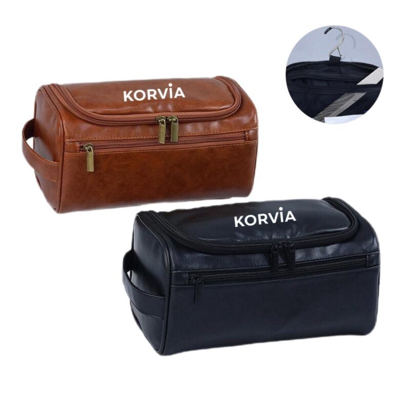 Custom Vegan Leather Hanging Toiletry Bag