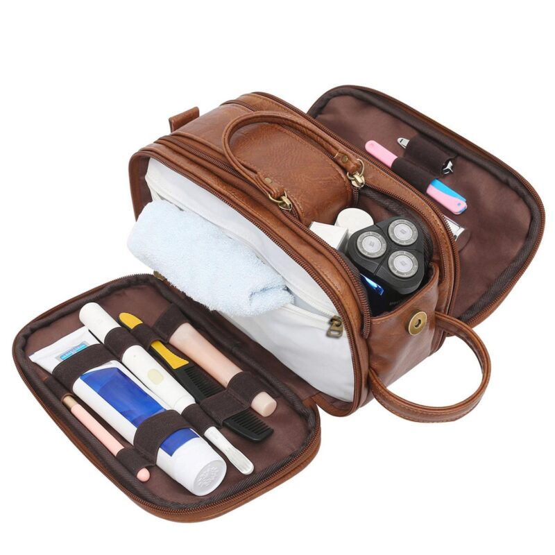 Custom Vegan Leather Travel Shaving Dopp Kit - 3