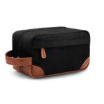 Custom Vintage Canvas & Leather Dopp Kit Travel Toiletry Wash Bag - 2