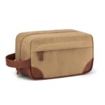 Custom Vintage Canvas & Leather Dopp Kit Travel Toiletry Wash Bag - 4