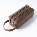 Custom Vintage Crazy Horse Leather Dual-Zipper Organizer & Dopp Kit