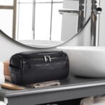 Custom Vintage PU Leather Hanging Toiletry Bag