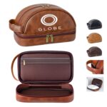 Custom Vintage PU Leather Toiletry Bag with Waterproof Handles