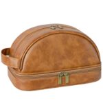 Custom Vintage PU Leather Toiletry Bag with Waterproof Handles - 5