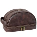 Custom Vintage PU Leather Toiletry Bag with Waterproof Handles - 7