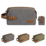 Custom Vintage-style Canvas & Crazy Horse Leather Toiletry Bag - 1