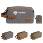 Custom Vintage-style Canvas & Crazy Horse Leather Toiletry Bag
