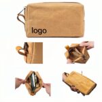 Custom Washable Kraft Paper Toiletry Bag