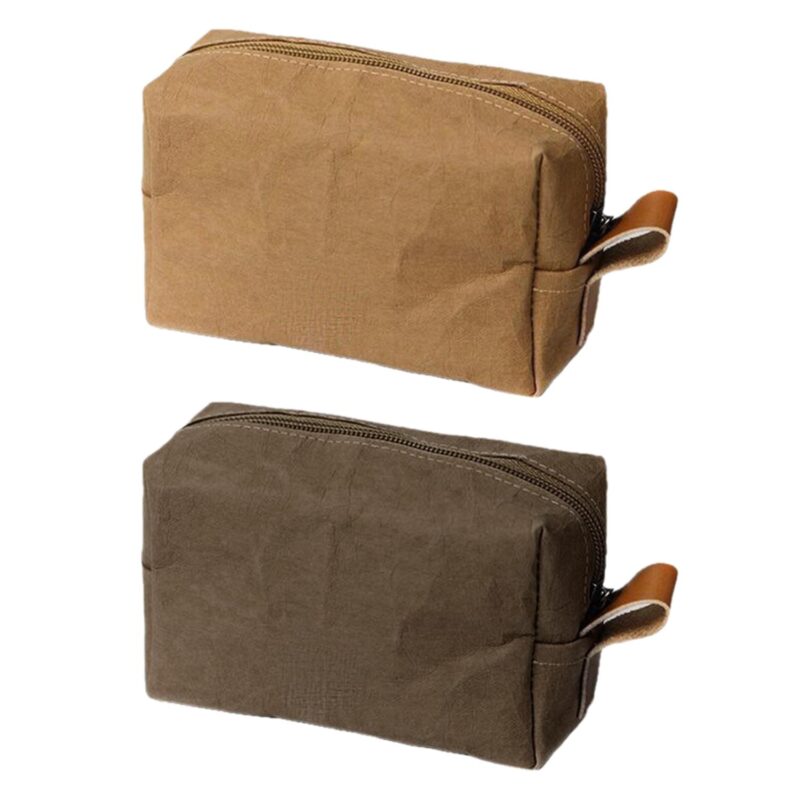 Custom Washable Kraft-Tex Toiletry Bag With Zip Closure - 1