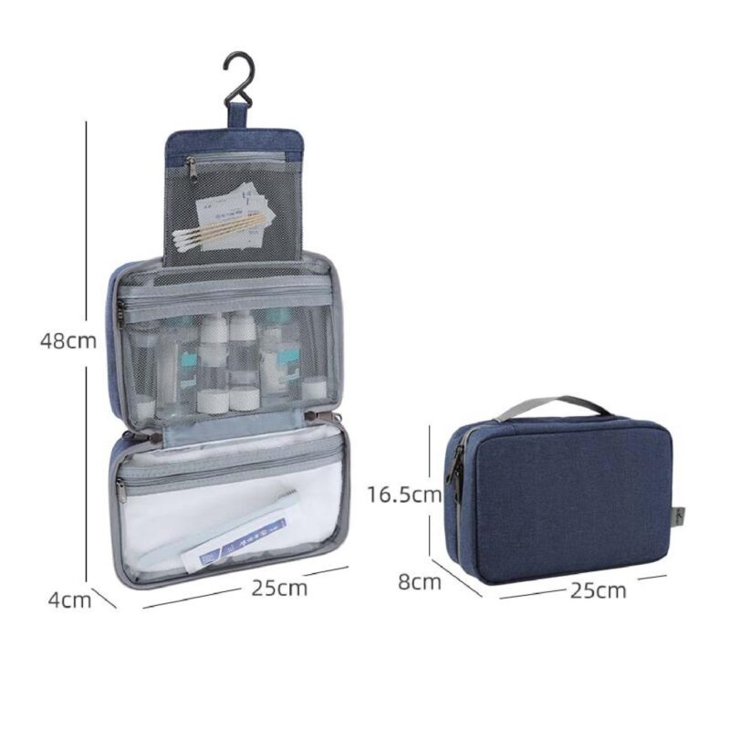 Custom Water Resistant Foldable Wash Gargle Bag Toiletry Bag w/ Handle Hook - 4