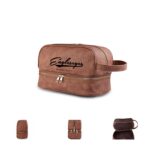 Custom Water Resistant Leather Toiletry Bag