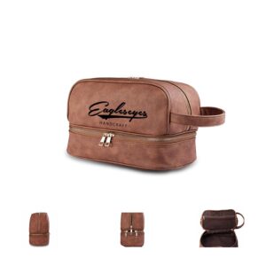 Custom Water Resistant Leather Toiletry Bag